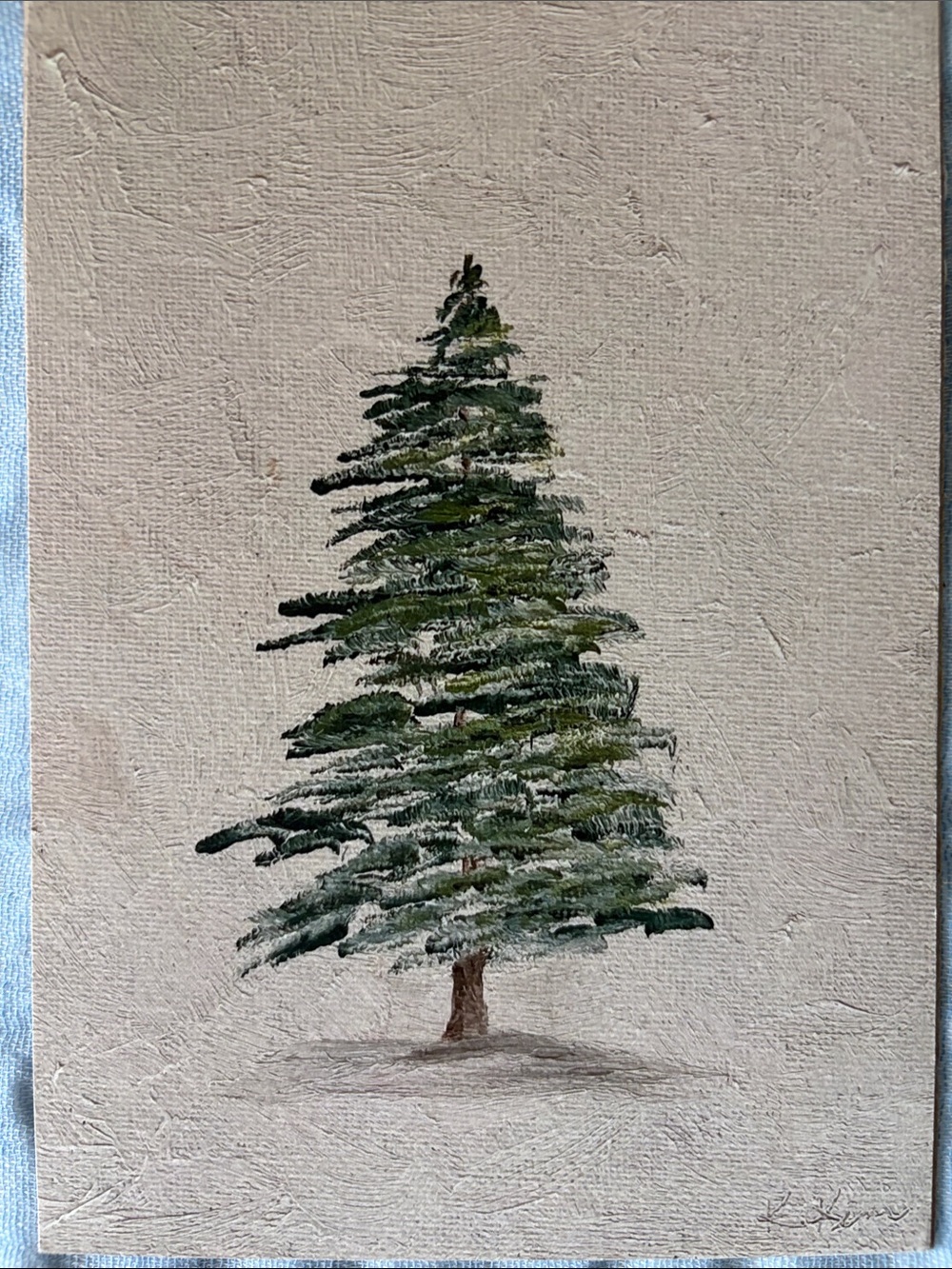 Evergreen Pine Tree Art Print in Green and Brown
